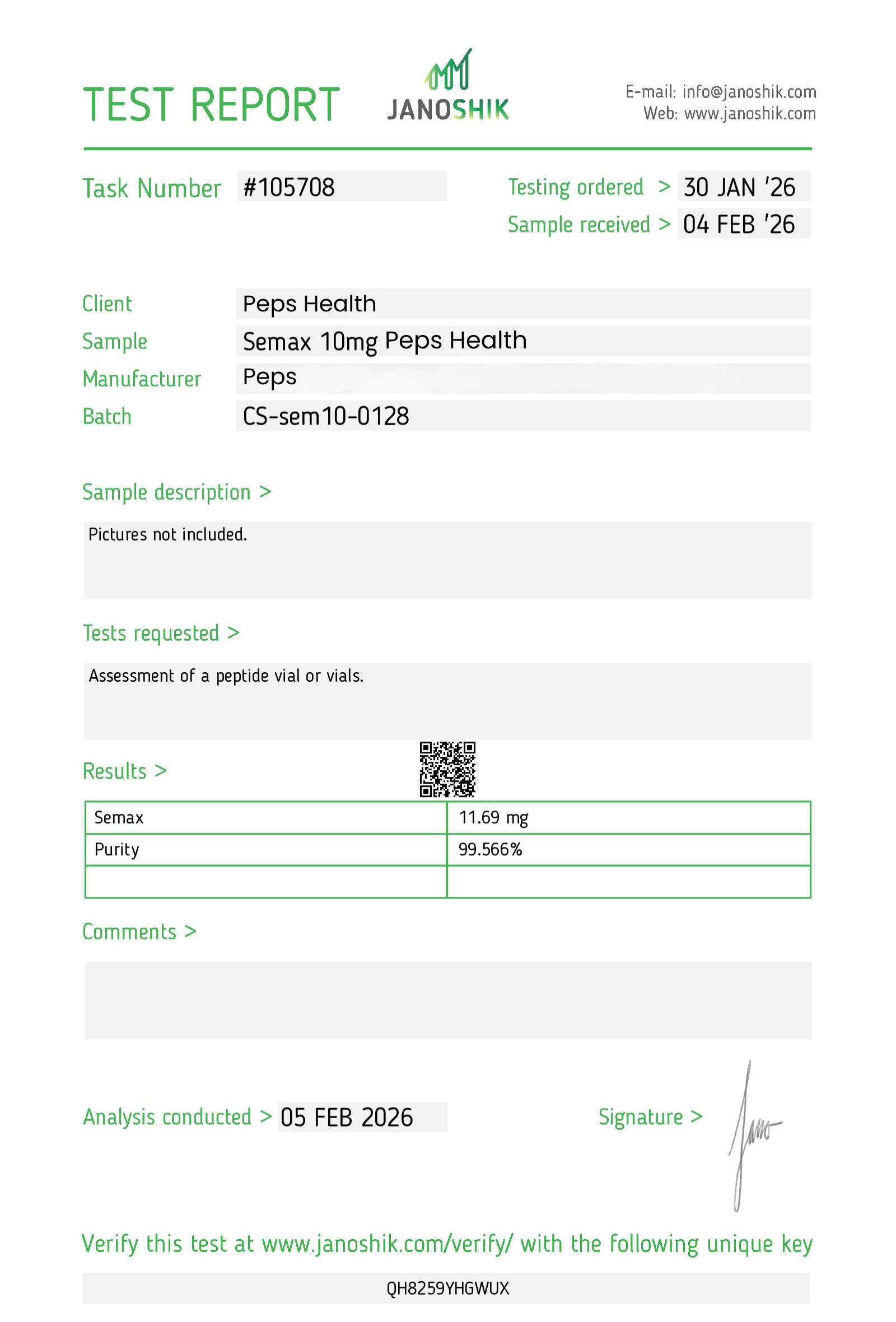Certificate of Analysis