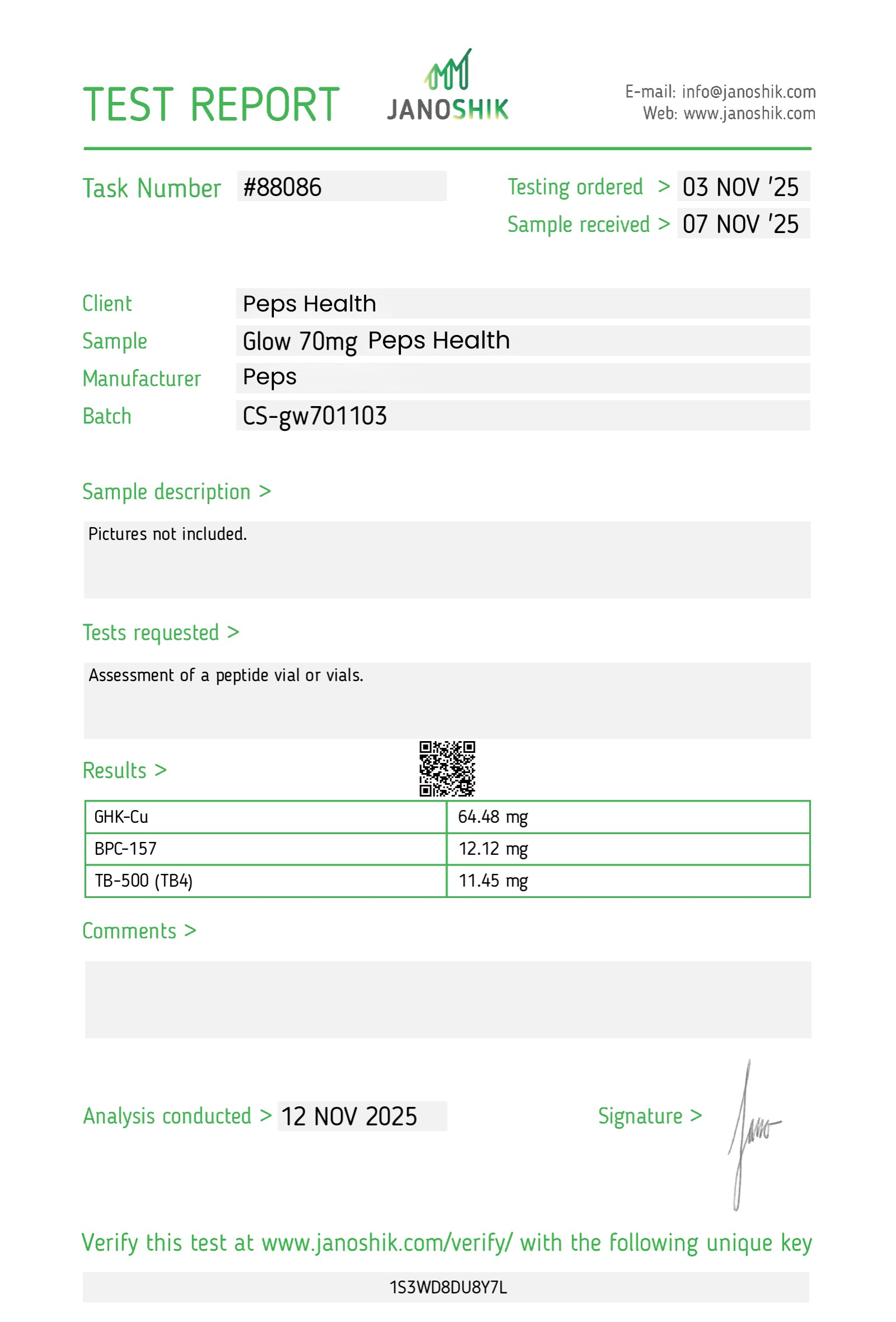 Certificate of Analysis